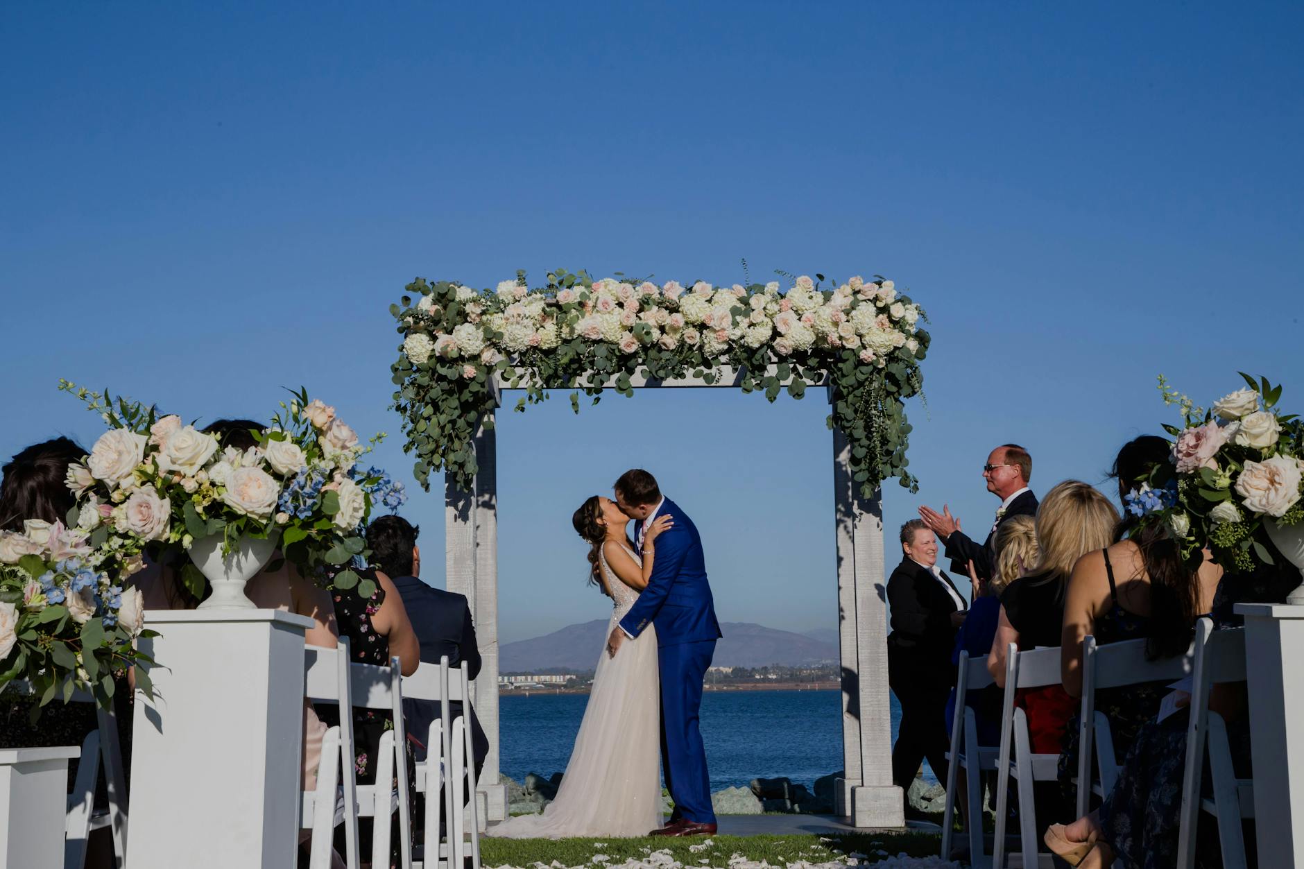 bride and groom beach wedding